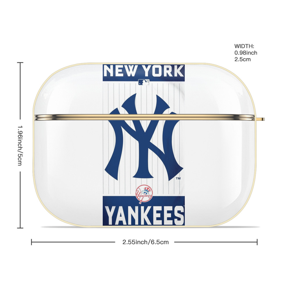 New York Yankees 23 Luxury Gold AirPods Pro Case With Keychain, Flexible PC Material, Full Protection, Precise Cutouts, Anti-Fingerprint, Washable, Durable Design