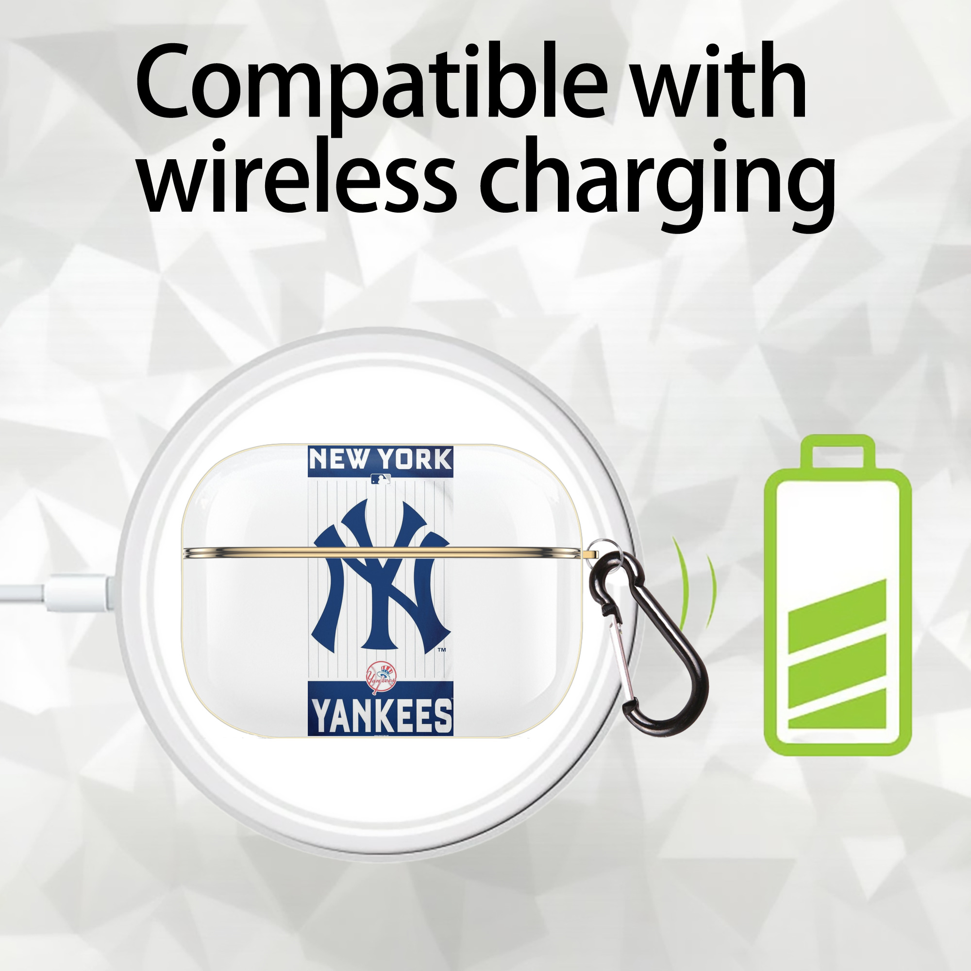 New York Yankees 23 Luxury Gold AirPods Pro Case With Keychain, Flexible PC Material, Full Protection, Precise Cutouts, Anti-Fingerprint, Washable, Durable Design