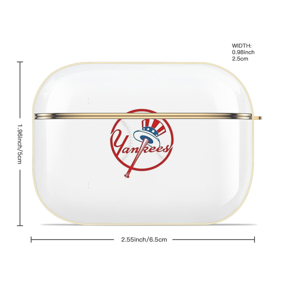 New York Yankees Logo Luxury Gold AirPods Pro Case With Keychain, Flexible PC Material, Full Protection, Precise Cutouts, Anti-Fingerprint, Washable, Durable Design