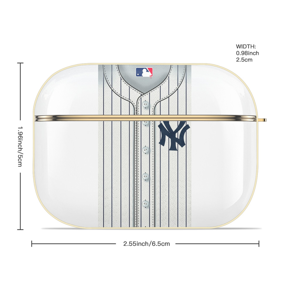 New York Yankees Pinstripe Jersey Background Luxury Gold AirPods Pro Case With Keychain, Flexible PC Material, Full Protection, Precise Cutouts, Anti-Fingerprint, Washable, Durable Design