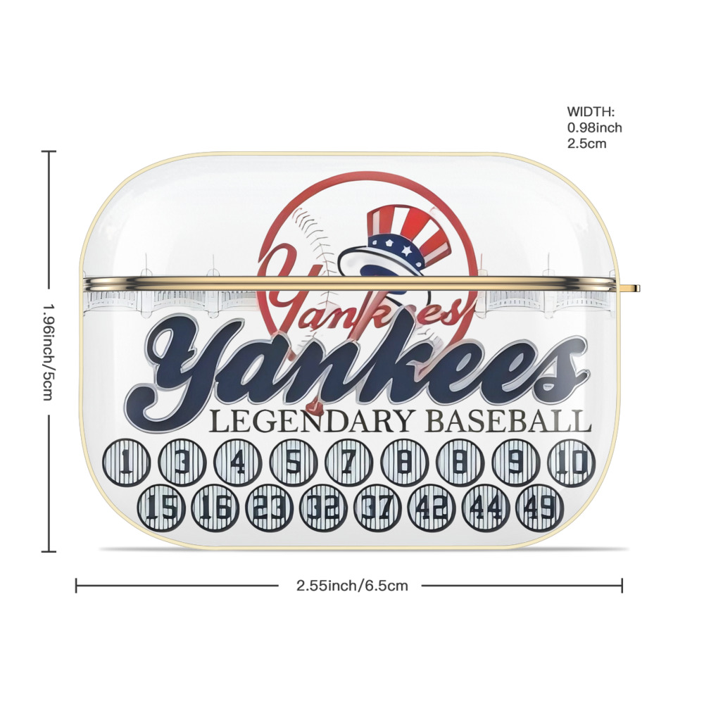 New York Yankees Legendary Baseball Luxury Gold AirPods Pro Case With Keychain, Flexible PC Material, Full Protection, Precise Cutouts, Anti-Fingerprint, Washable, Durable Design