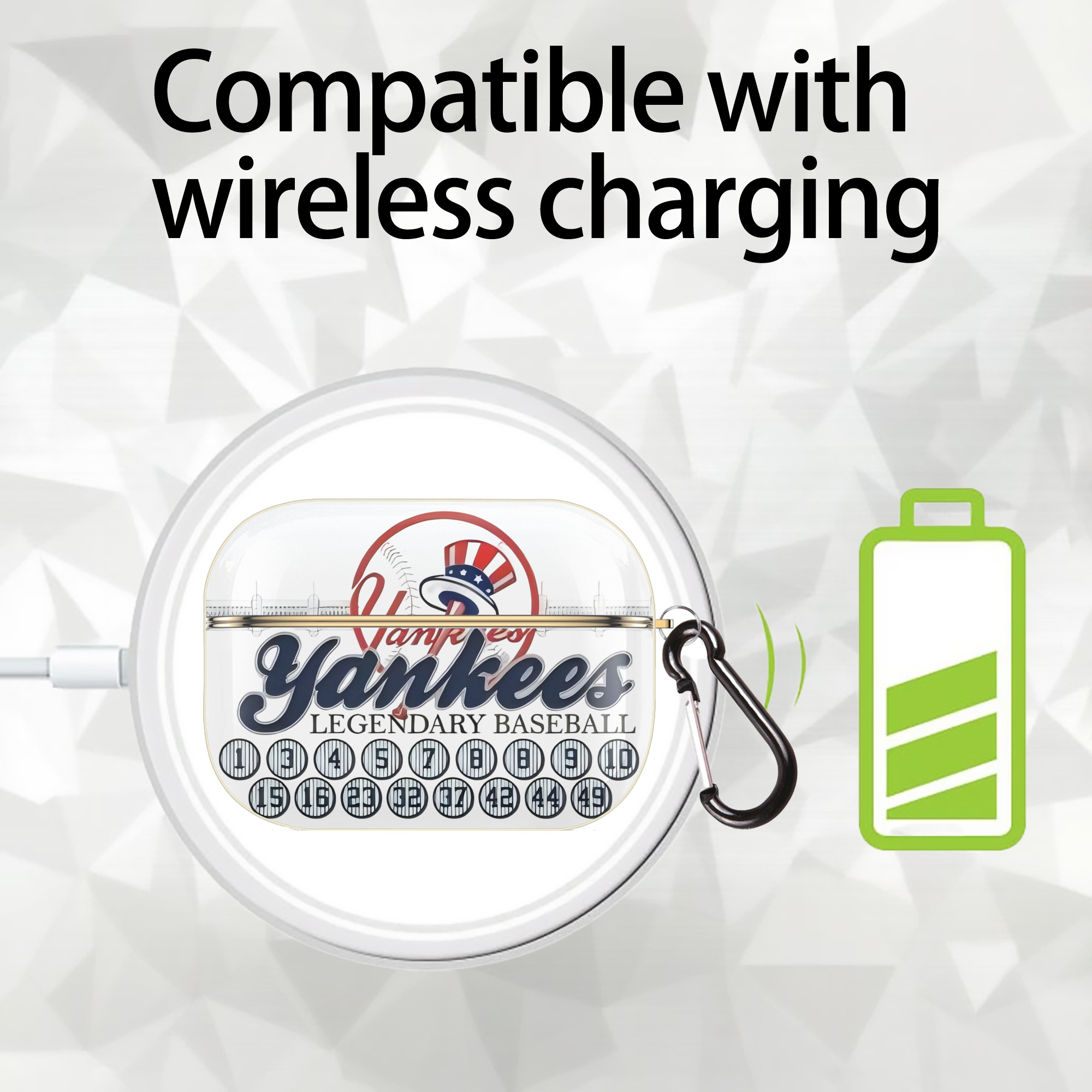 New York Yankees Legendary Baseball Luxury Gold AirPods Pro Case With Keychain, Flexible PC Material, Full Protection, Precise Cutouts, Anti-Fingerprint, Washable, Durable Design