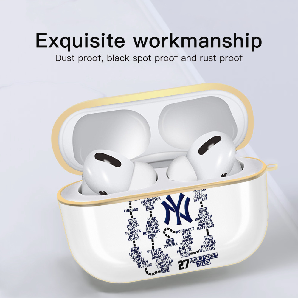 New York Yankees 27 World Series Titles Luxury Gold AirPods Pro Case With Keychain, Flexible PC Material, Full Protection, Precise Cutouts, Anti-Fingerprint, Washable, Durable Design