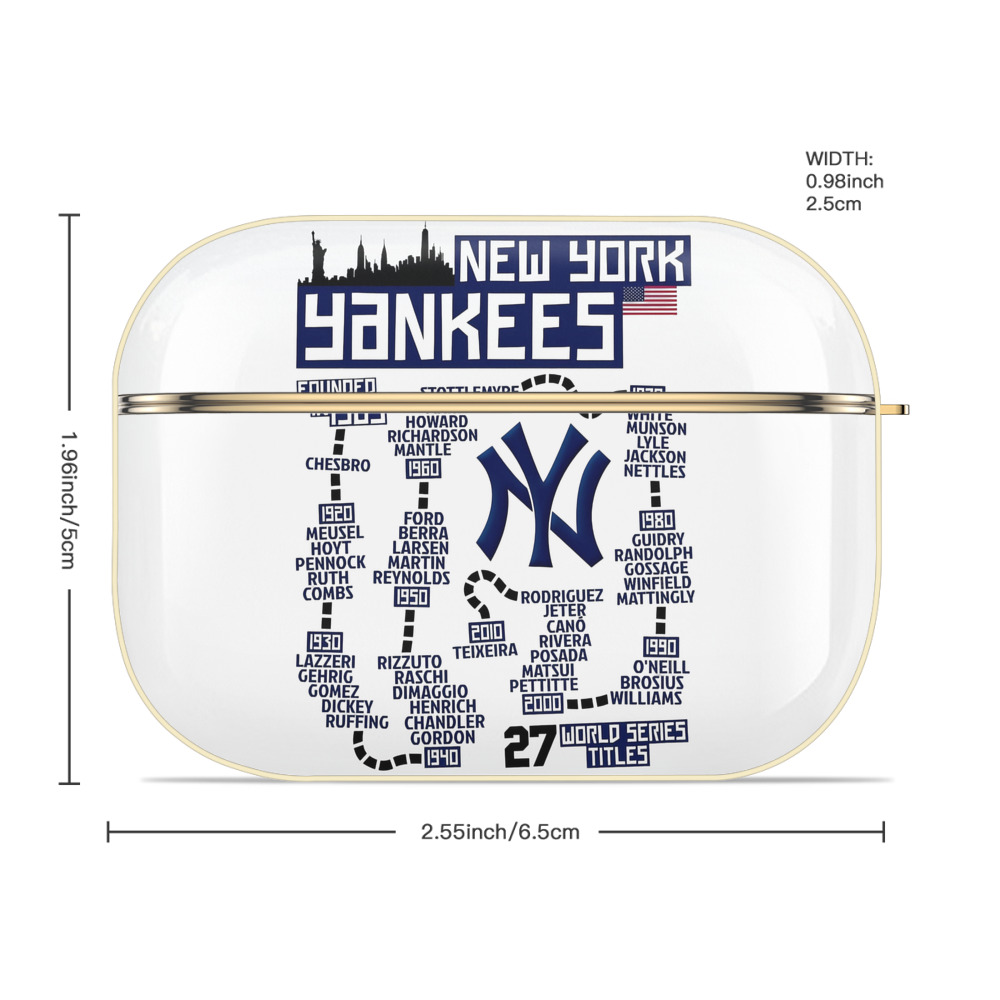 New York Yankees 27 World Series Titles Luxury Gold AirPods Pro Case With Keychain, Flexible PC Material, Full Protection, Precise Cutouts, Anti-Fingerprint, Washable, Durable Design