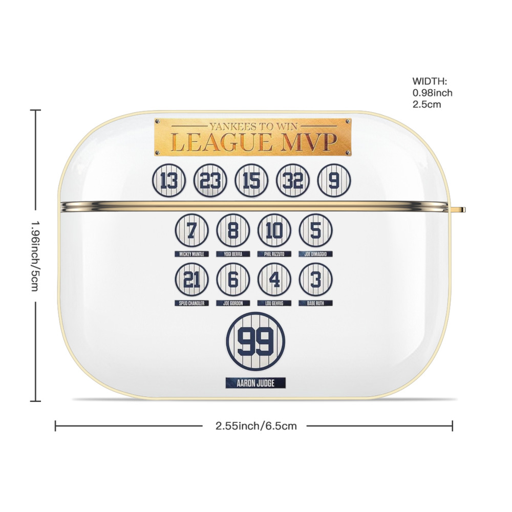 New York Yankees To Win League MVP Luxury Gold AirPods Pro Case With Keychain, Flexible PC Material, Full Protection, Precise Cutouts, Anti-Fingerprint, Washable, Durable Design