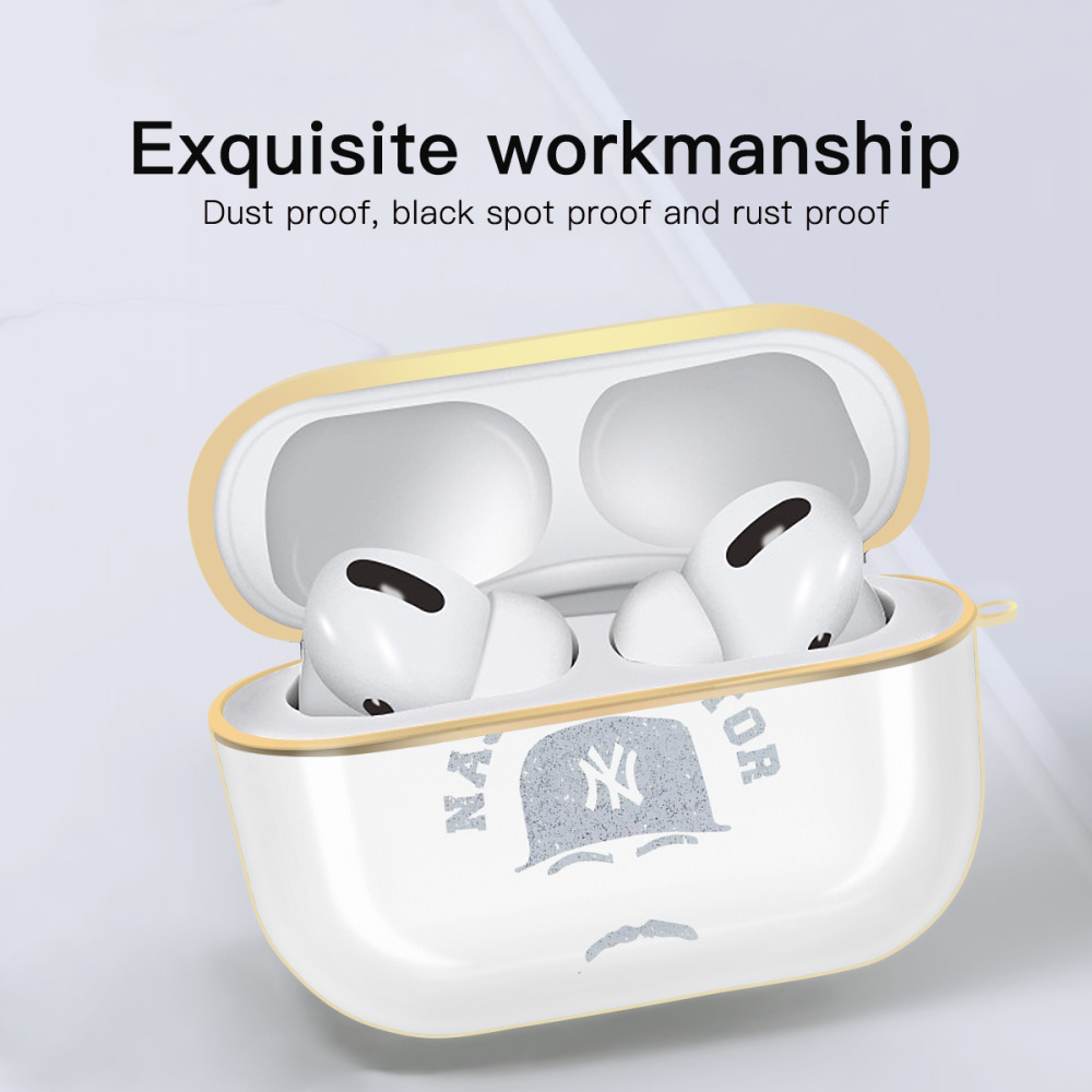 New York Yankees Nasty Nestor Luxury Gold AirPods Pro Case With Keychain, Flexible PC Material, Full Protection, Precise Cutouts, Anti-Fingerprint, Washable, Durable Design