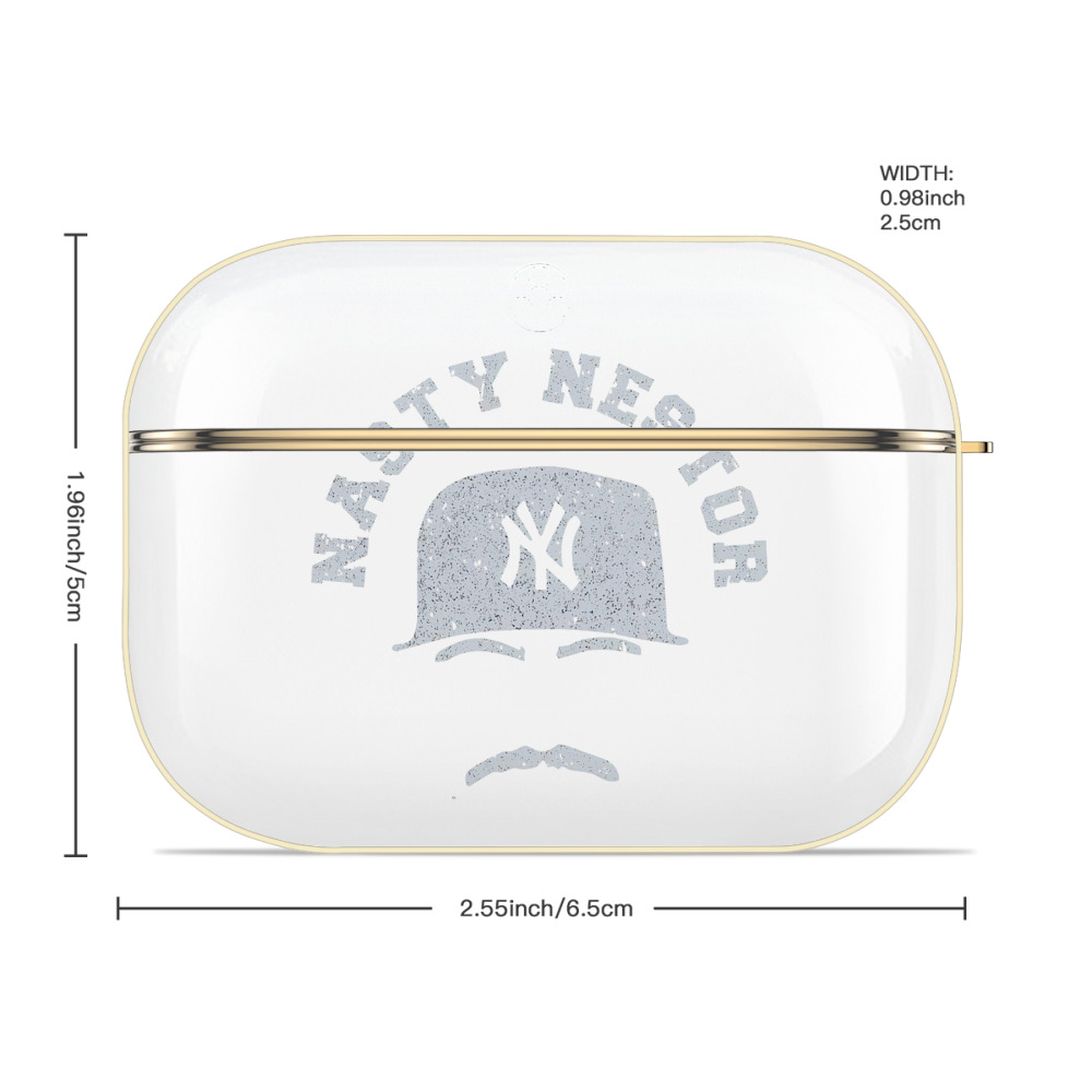 New York Yankees Nasty Nestor Luxury Gold AirPods Pro Case With Keychain, Flexible PC Material, Full Protection, Precise Cutouts, Anti-Fingerprint, Washable, Durable Design