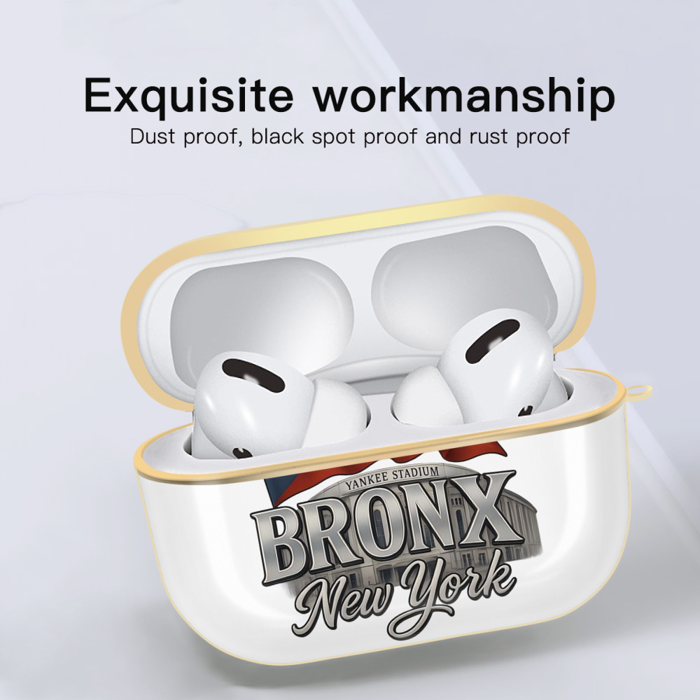 New York Yankees BRONX Yankees Stadium Luxury Gold AirPods Pro Case With Keychain, Flexible PC Material, Full Protection, Precise Cutouts, Anti-Fingerprint, Washable, Durable Design