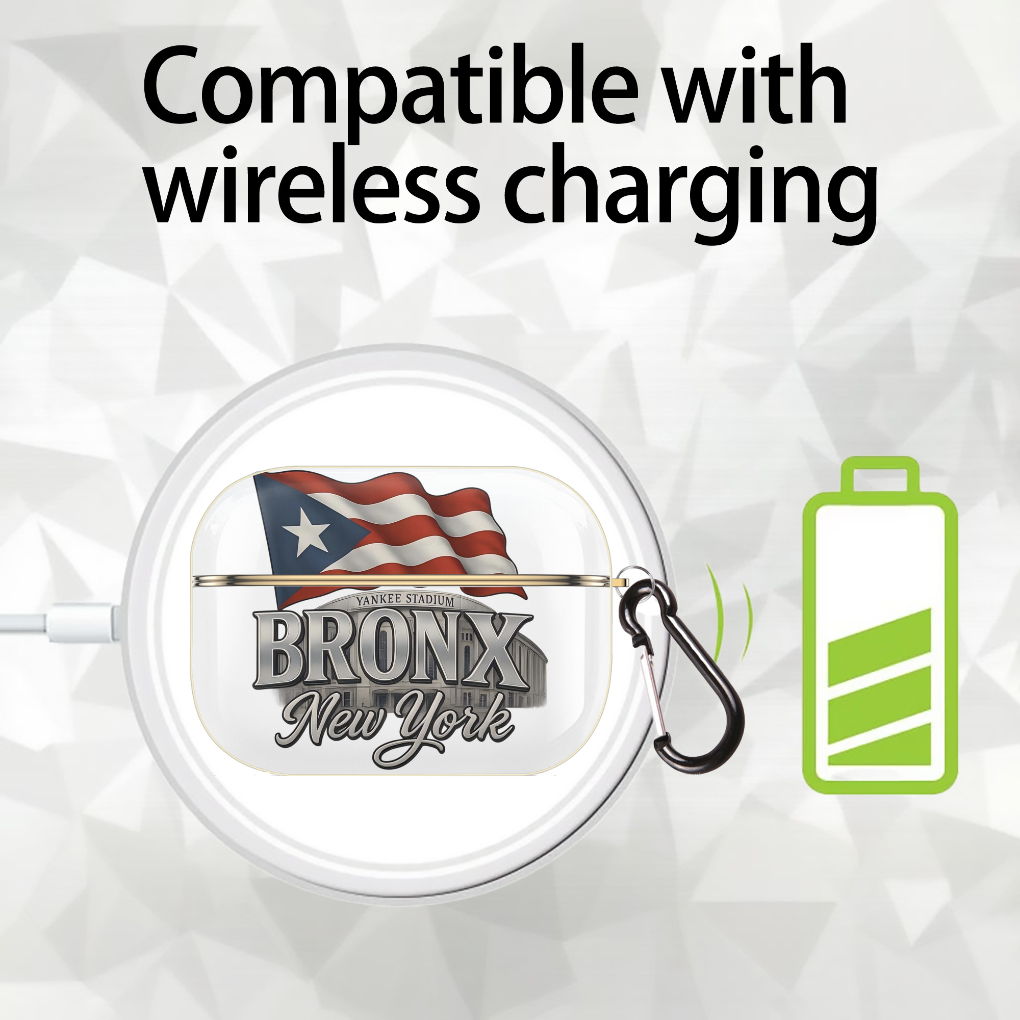 New York Yankees BRONX Yankees Stadium Luxury Gold AirPods Pro Case With Keychain, Flexible PC Material, Full Protection, Precise Cutouts, Anti-Fingerprint, Washable, Durable Design