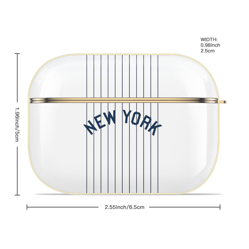 New York Yankees Pinstripe New York Luxury Gold AirPods Pro Case With Keychain, Flexible PC Material, Full Protection, Precise Cutouts, Anti-Fingerprint, Washable, Durable Design