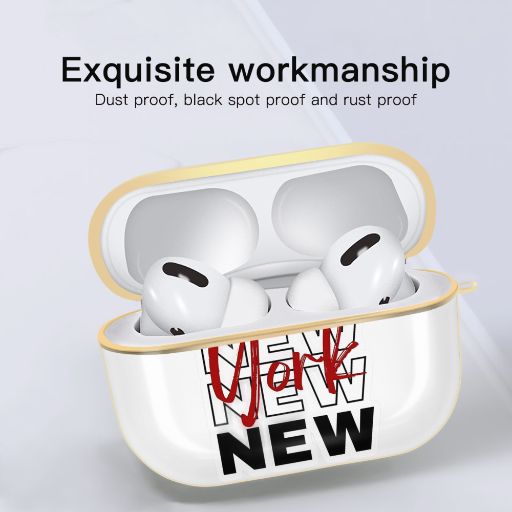 New York Yankees New York Logo Luxury Gold AirPods Pro Case With Keychain, Flexible PC Material, Full Protection, Precise Cutouts, Anti-Fingerprint, Washable, Durable Design