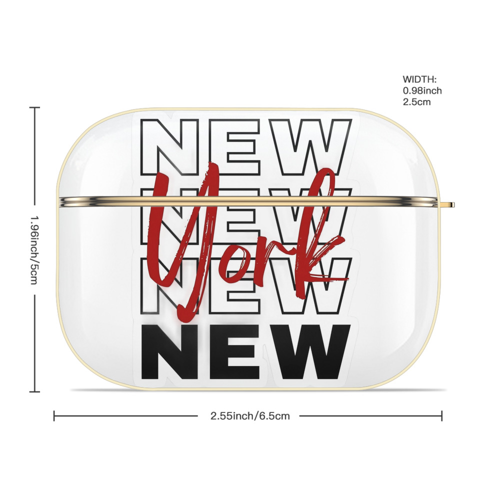 New York Yankees New York Logo Luxury Gold AirPods Pro Case With Keychain, Flexible PC Material, Full Protection, Precise Cutouts, Anti-Fingerprint, Washable, Durable Design