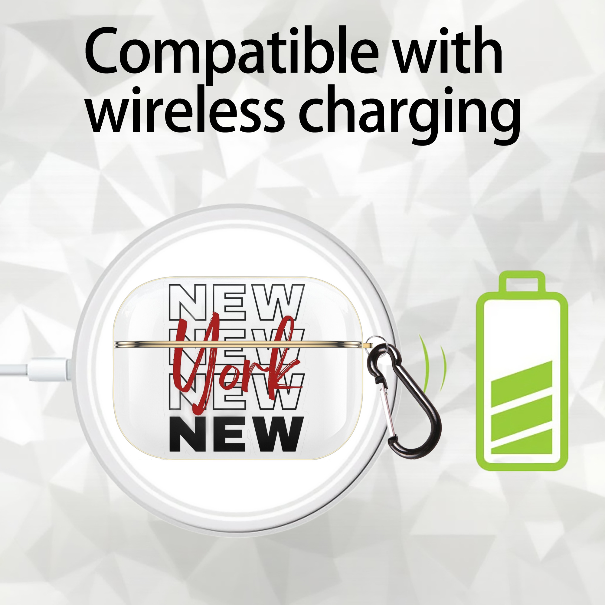 New York Yankees New York Logo Luxury Gold AirPods Pro Case With Keychain, Flexible PC Material, Full Protection, Precise Cutouts, Anti-Fingerprint, Washable, Durable Design