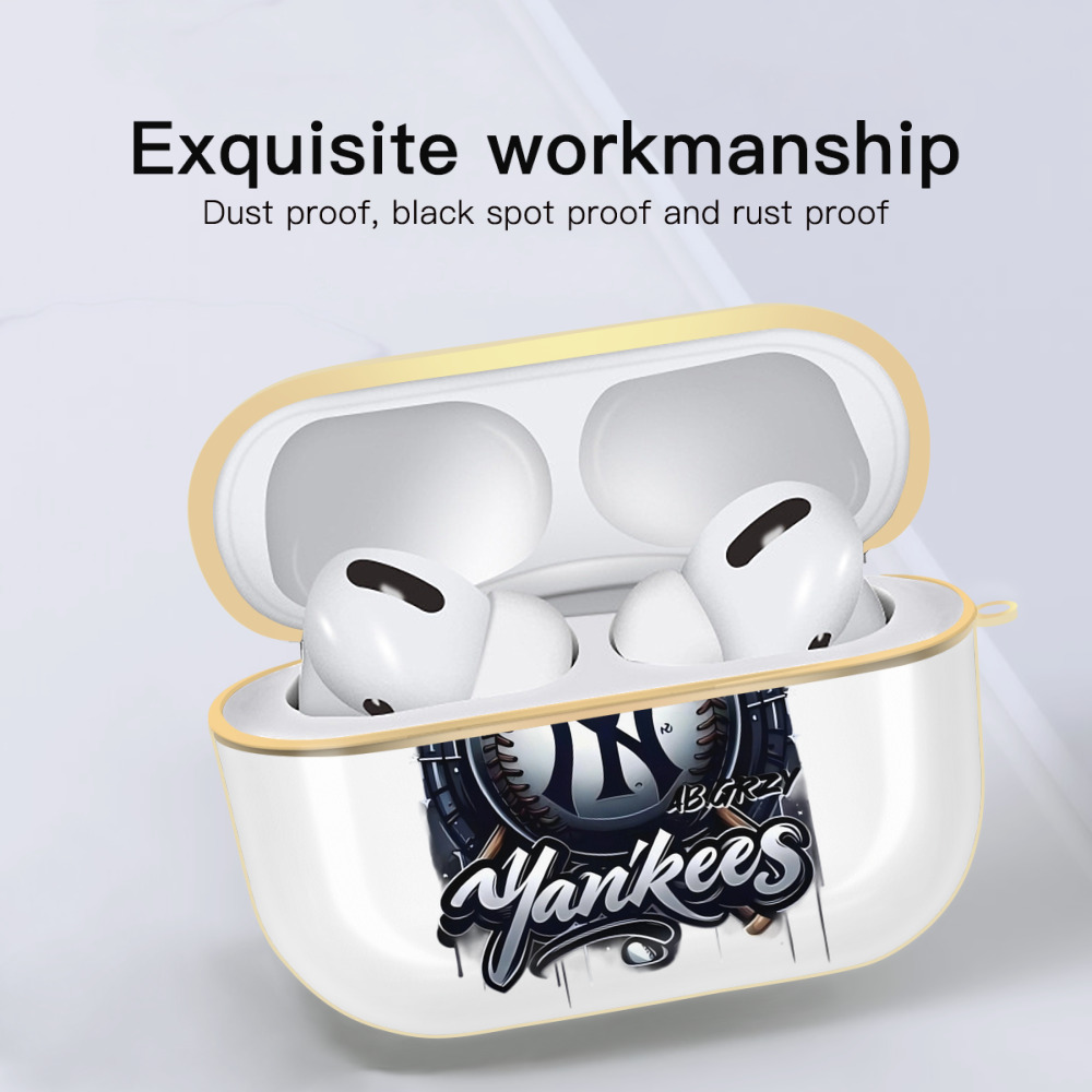 New York Yankees Baseball Luxury Gold AirPods Pro Case With Keychain, Flexible PC Material, Full Protection, Precise Cutouts, Anti-Fingerprint, Washable, Durable Design