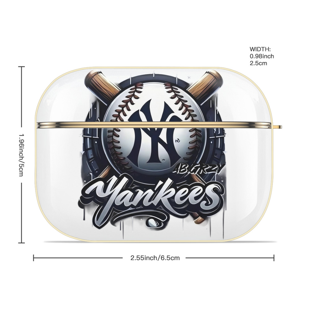 New York Yankees Baseball Luxury Gold AirPods Pro Case With Keychain, Flexible PC Material, Full Protection, Precise Cutouts, Anti-Fingerprint, Washable, Durable Design