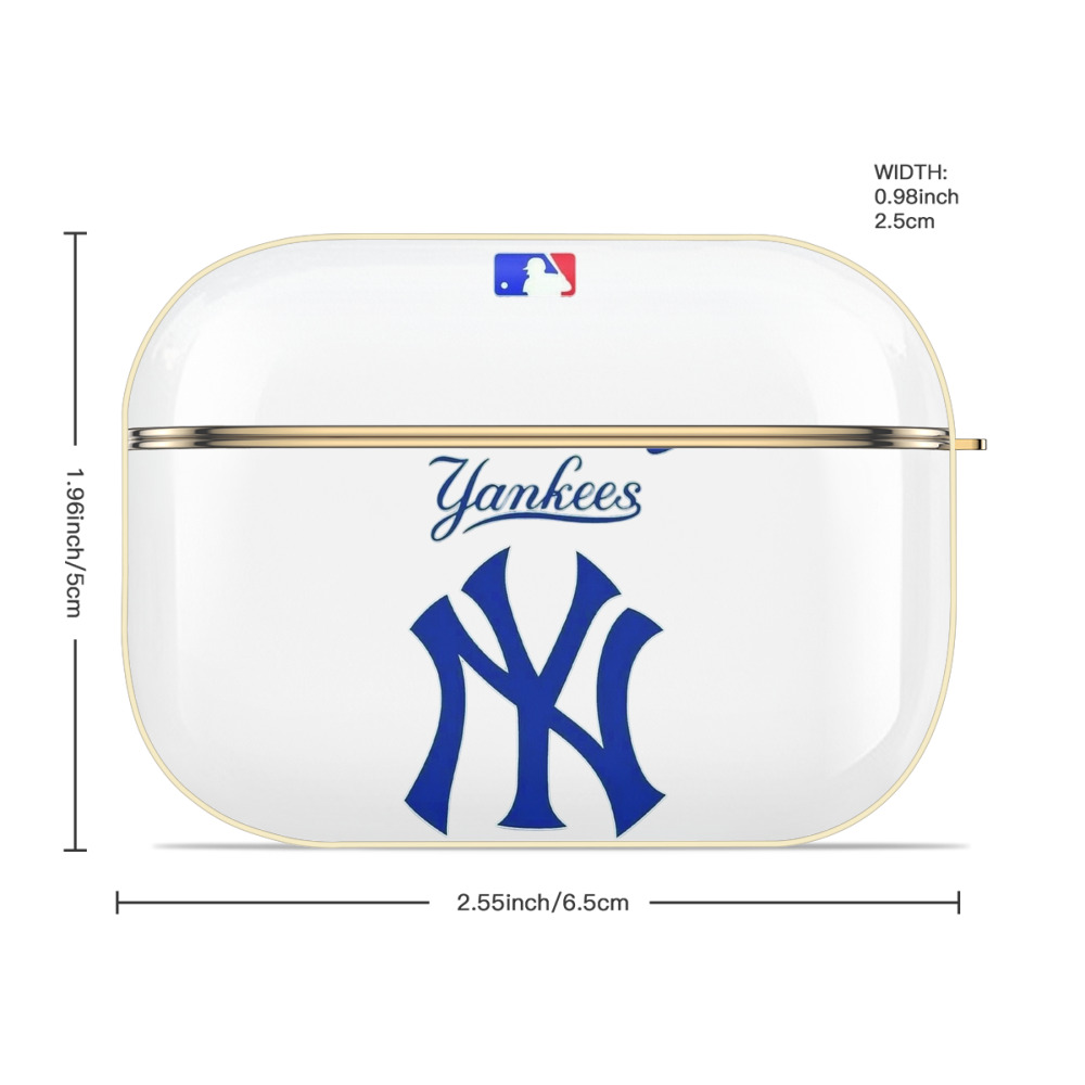 New York Yankees Blue Logo Luxury Gold AirPods Pro Case With Keychain, Flexible PC Material, Full Protection, Precise Cutouts, Anti-Fingerprint, Washable, Durable Design