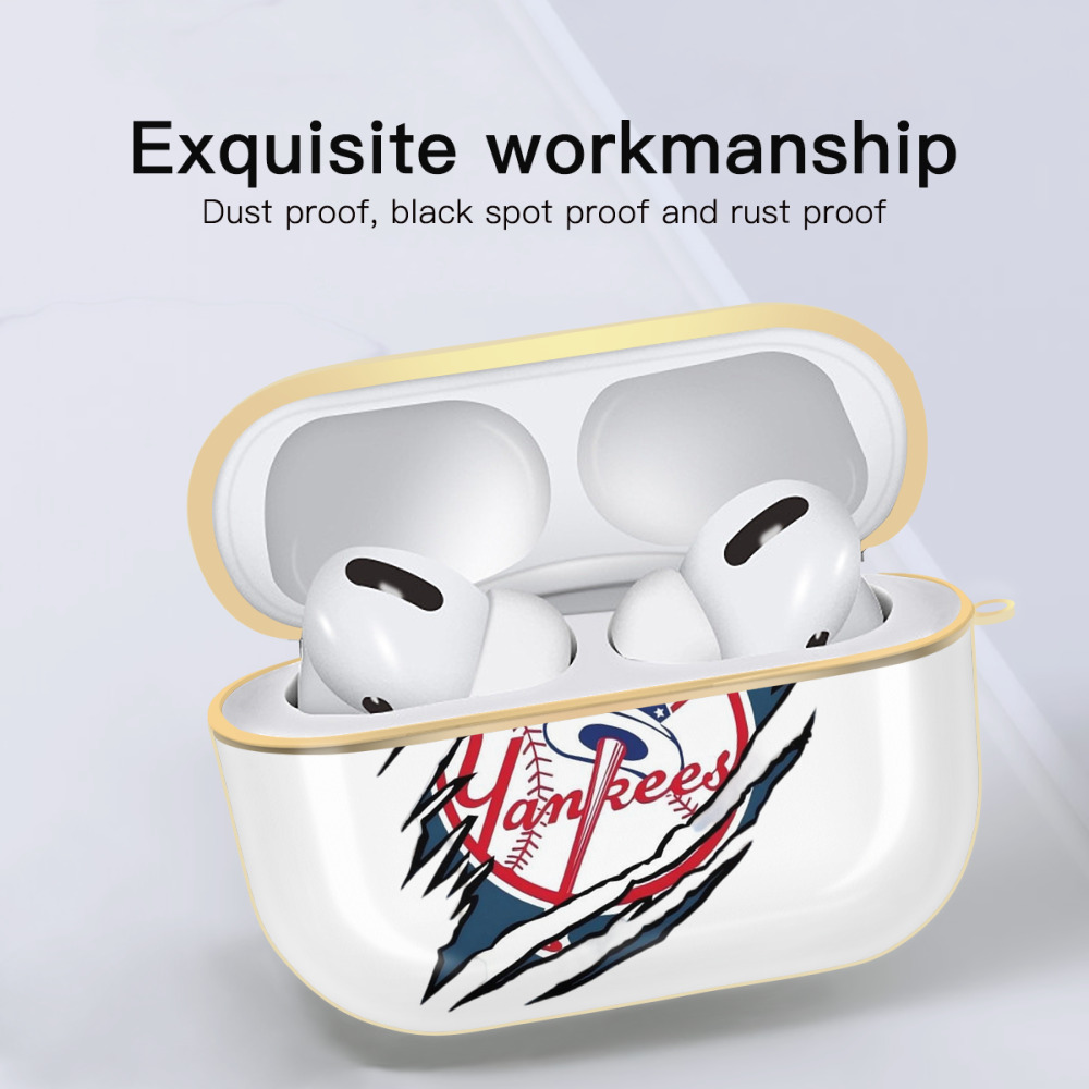 New York Yankees Claw Logo Luxury Gold AirPods Pro Case With Keychain, Flexible PC Material, Full Protection, Precise Cutouts, Anti-Fingerprint, Washable, Durable Design