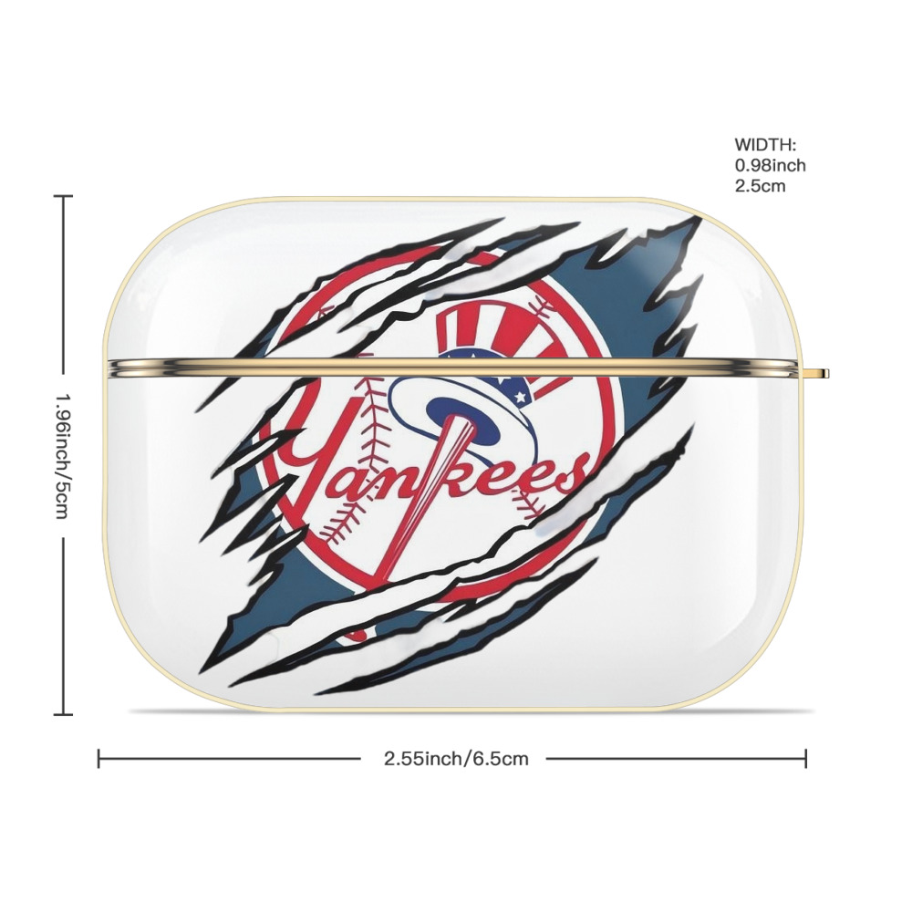New York Yankees Claw Logo Luxury Gold AirPods Pro Case With Keychain, Flexible PC Material, Full Protection, Precise Cutouts, Anti-Fingerprint, Washable, Durable Design