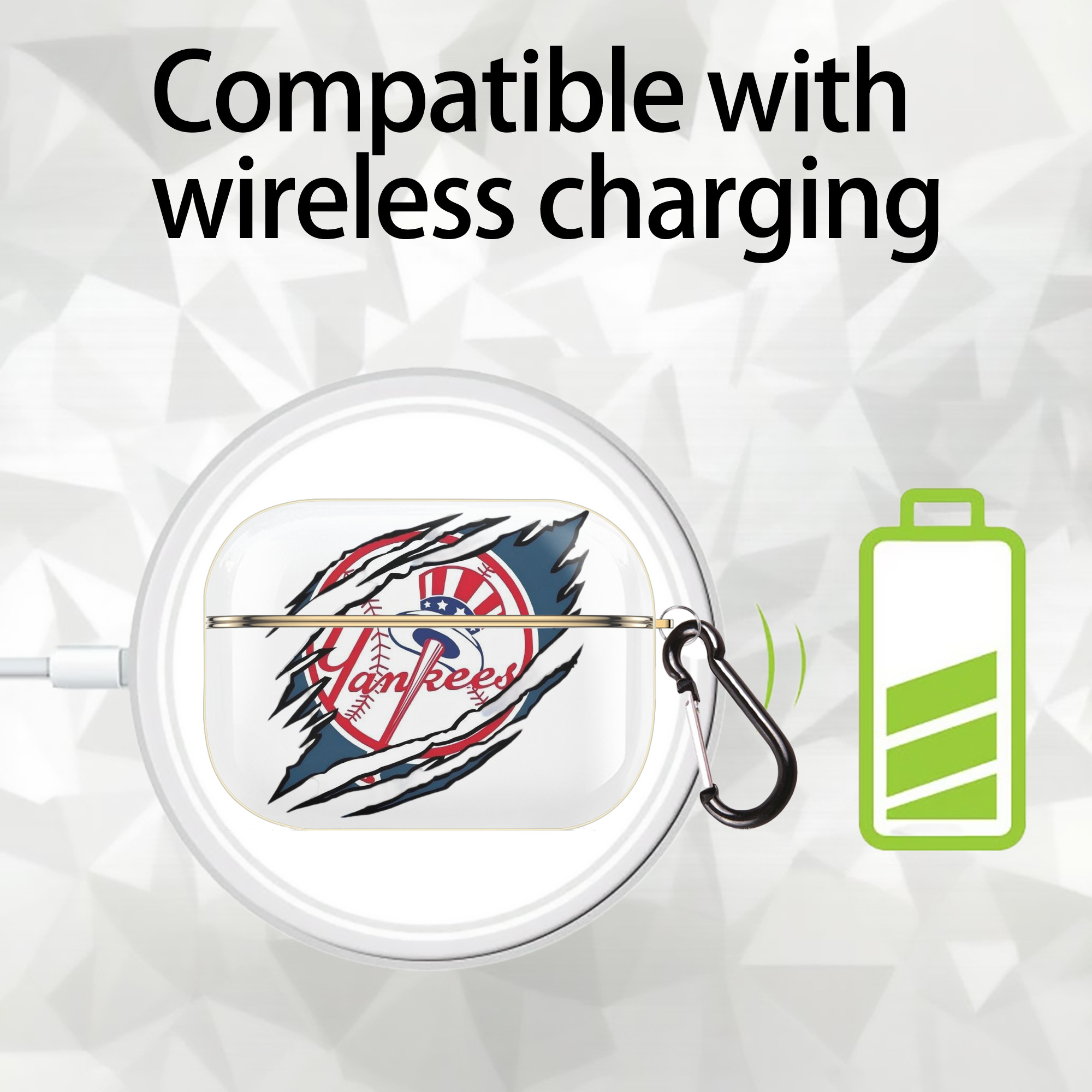 New York Yankees Claw Logo Luxury Gold AirPods Pro Case With Keychain, Flexible PC Material, Full Protection, Precise Cutouts, Anti-Fingerprint, Washable, Durable Design