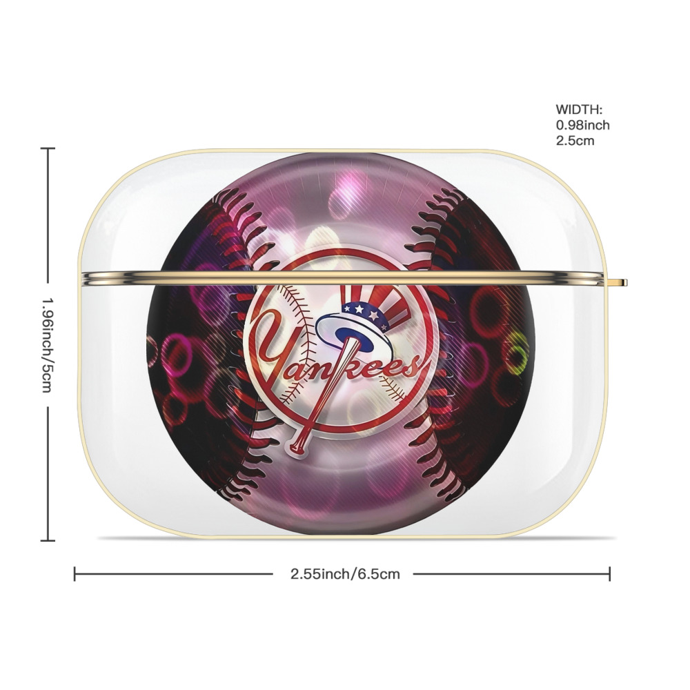 New York Yankees Colorful Logo Luxury Gold AirPods Pro Case With Keychain, Flexible PC Material, Full Protection, Precise Cutouts, Anti-Fingerprint, Washable, Durable Design