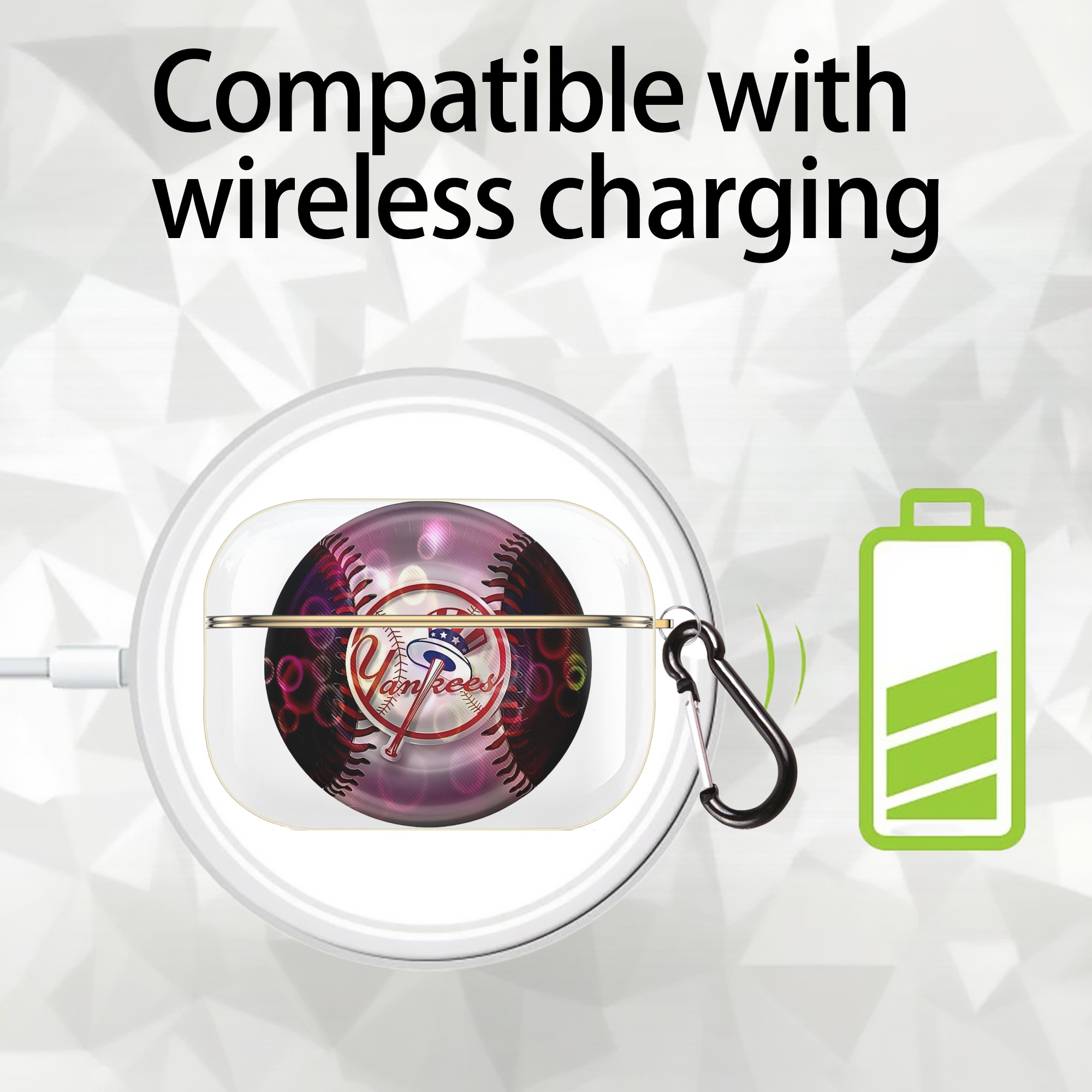 New York Yankees Colorful Logo Luxury Gold AirPods Pro Case With Keychain, Flexible PC Material, Full Protection, Precise Cutouts, Anti-Fingerprint, Washable, Durable Design