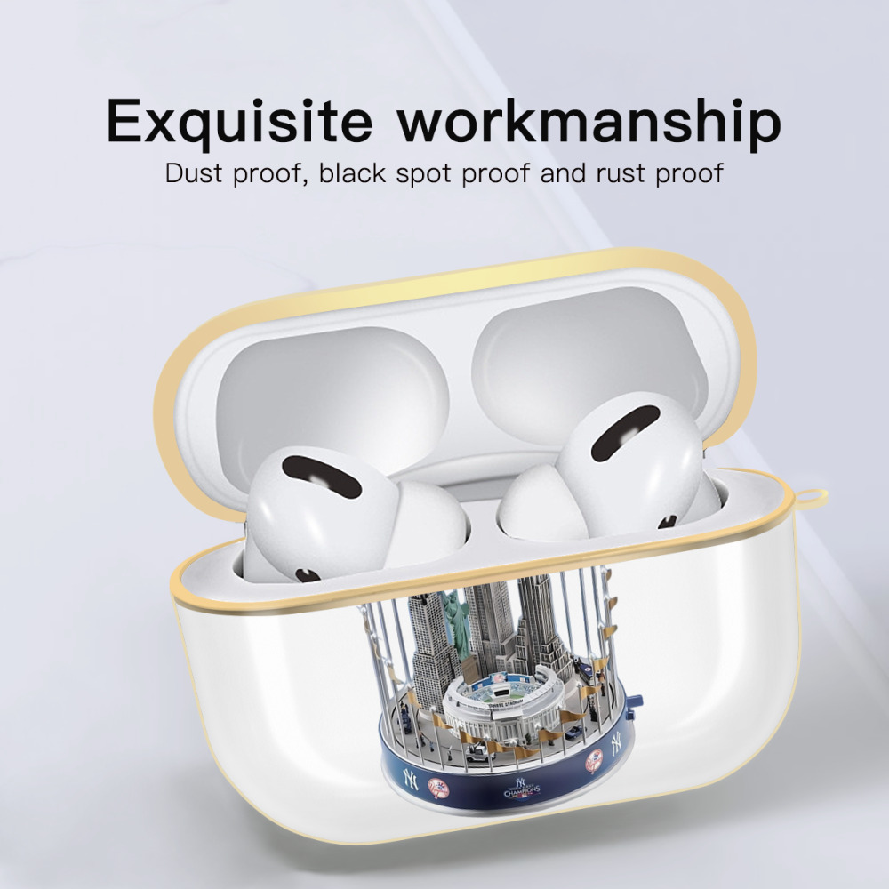 New York Yankees WS Champions Cup Luxury Gold AirPods Pro Case With Keychain, Flexible PC Material, Full Protection, Precise Cutouts, Anti-Fingerprint, Washable, Durable Design