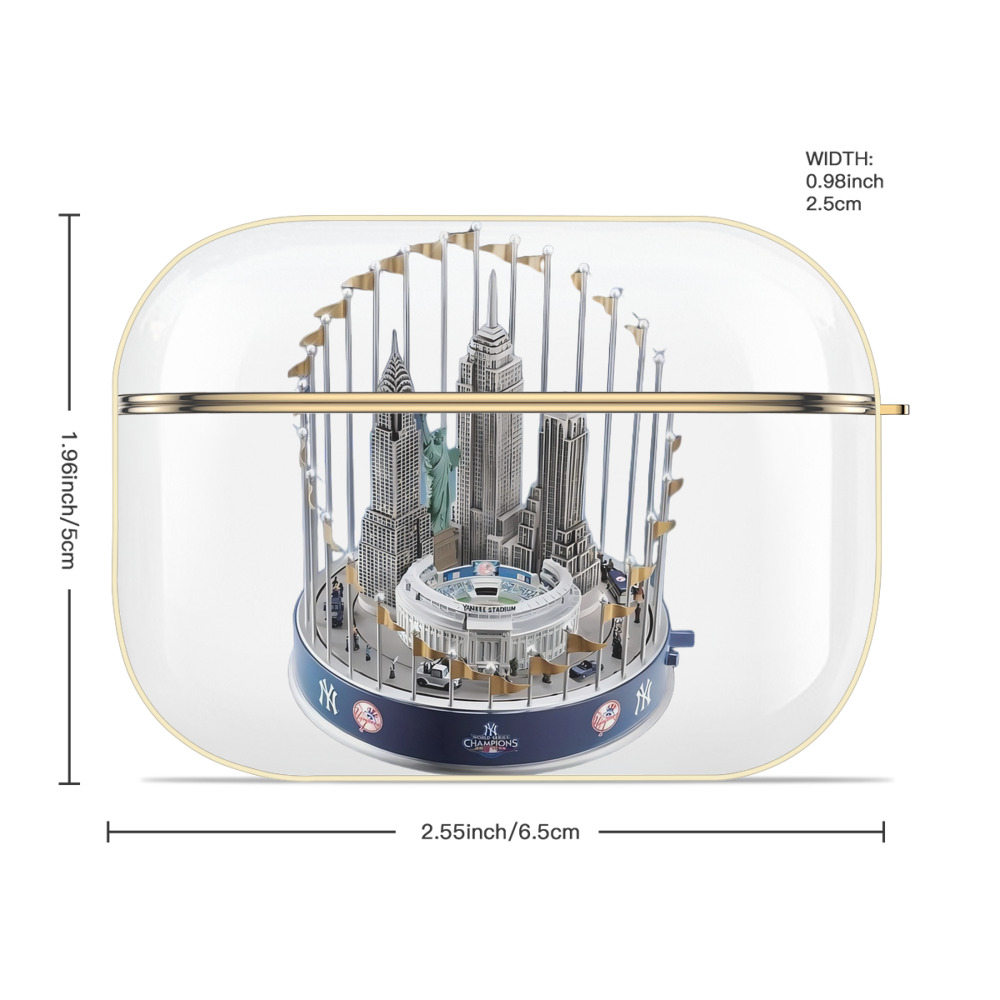 New York Yankees WS Champions Cup Luxury Gold AirPods Pro Case With Keychain, Flexible PC Material, Full Protection, Precise Cutouts, Anti-Fingerprint, Washable, Durable Design