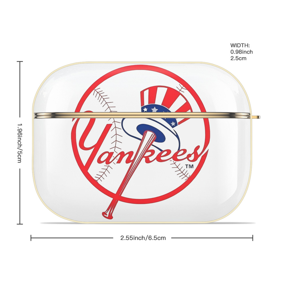 New York Yankees Logo Luxury Gold AirPods Pro Case With Keychain, Flexible PC Material, Full Protection, Precise Cutouts, Anti-Fingerprint, Washable, Durable Design