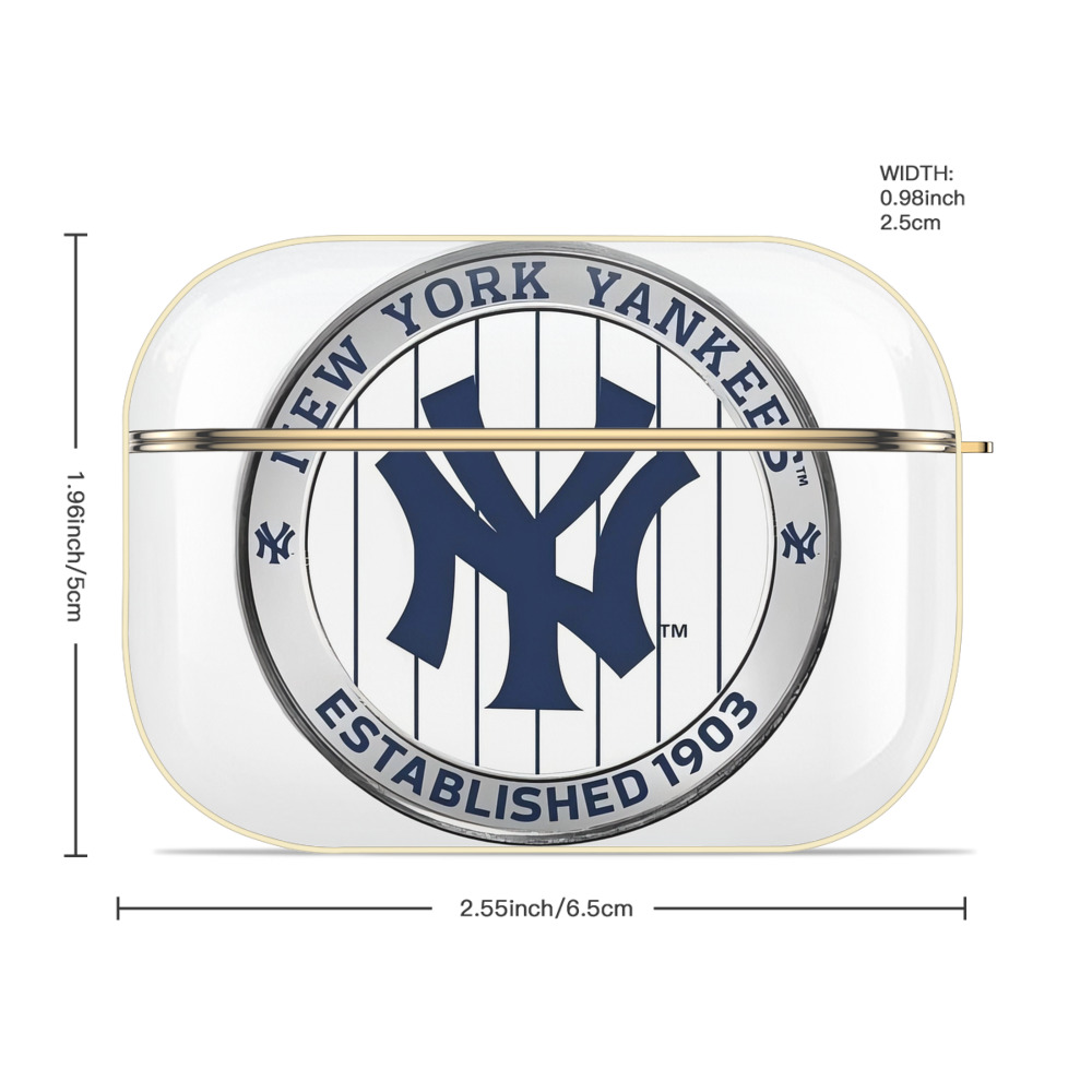 New York Yankees Established 1903 Luxury Gold AirPods Pro Case With Keychain, Flexible PC Material, Full Protection, Precise Cutouts, Anti-Fingerprint, Washable, Durable Design