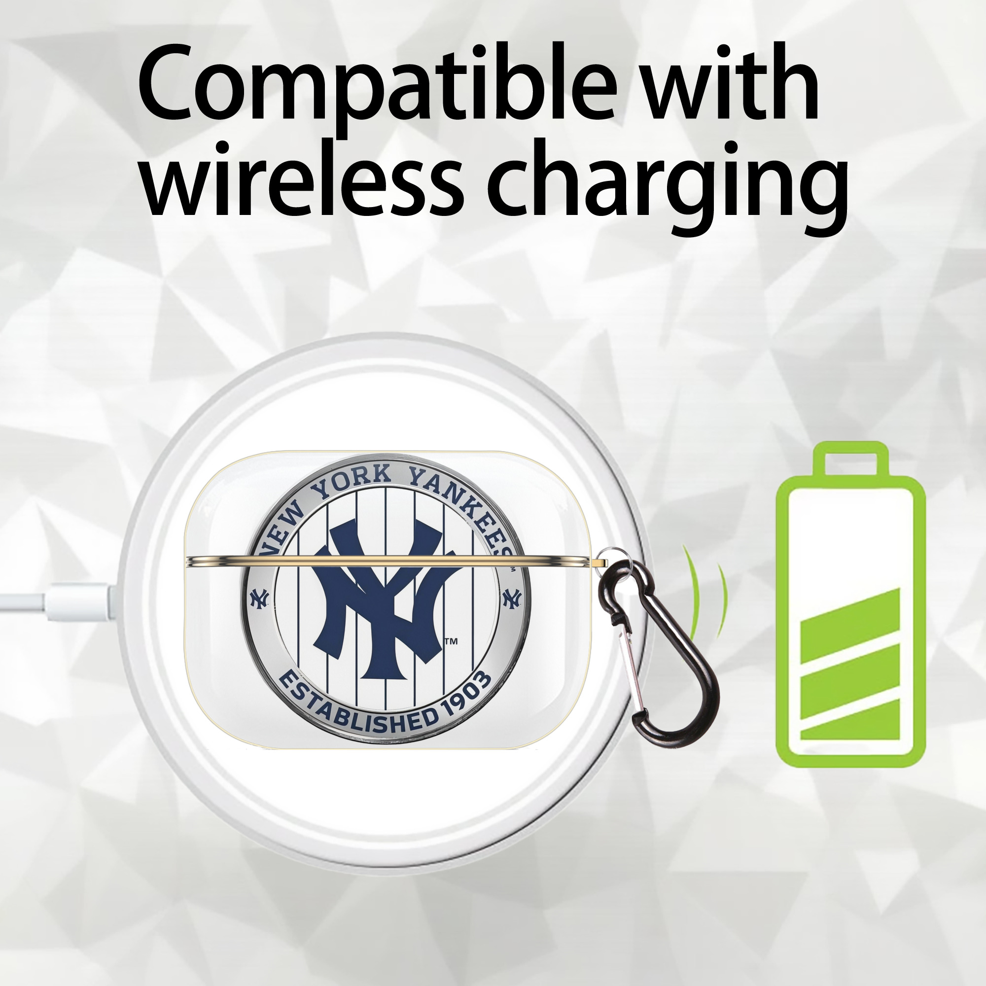 New York Yankees Established 1903 Luxury Gold AirPods Pro Case With Keychain, Flexible PC Material, Full Protection, Precise Cutouts, Anti-Fingerprint, Washable, Durable Design