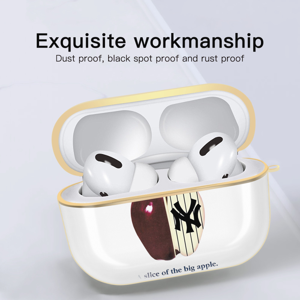 New York Yankees A Slice of The Big Apple Luxury Gold AirPods Pro Case With Keychain, Flexible PC Material, Full Protection, Precise Cutouts, Anti-Fingerprint, Washable, Durable Design