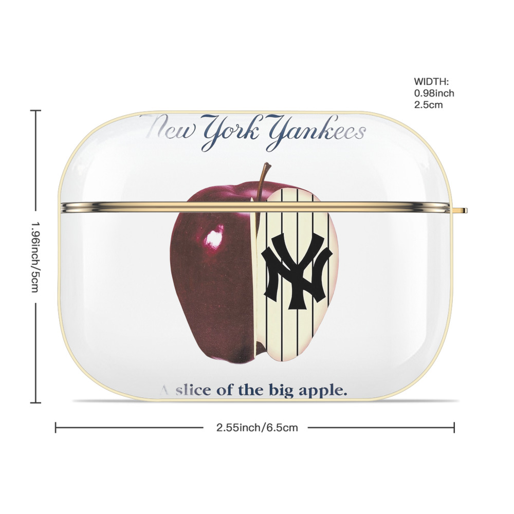 New York Yankees A Slice of The Big Apple Luxury Gold AirPods Pro Case With Keychain, Flexible PC Material, Full Protection, Precise Cutouts, Anti-Fingerprint, Washable, Durable Design