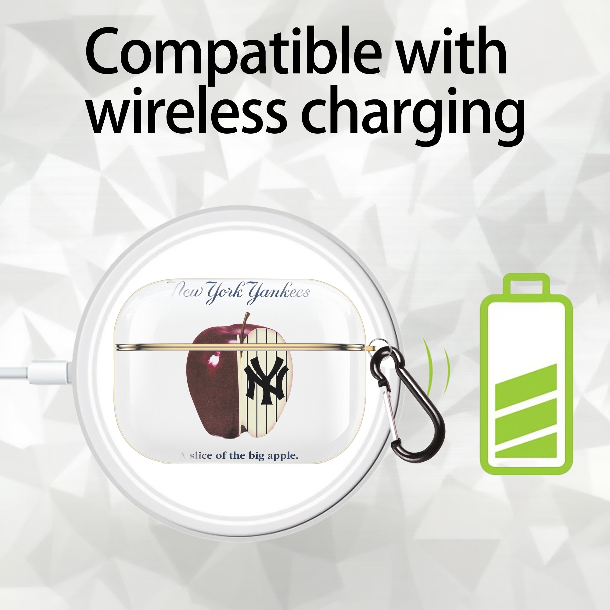 New York Yankees A Slice of The Big Apple Luxury Gold AirPods Pro Case With Keychain, Flexible PC Material, Full Protection, Precise Cutouts, Anti-Fingerprint, Washable, Durable Design