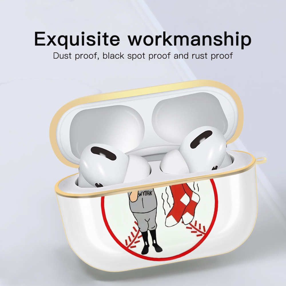 New York Yankees Duty Red Sox Luxury Gold AirPods Pro Case With Keychain, Flexible PC Material, Full Protection, Precise Cutouts, Anti-Fingerprint, Washable, Durable Design