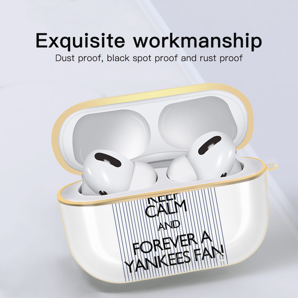 New York Yankees Keep Calm and Forever A Yankees Fan Luxury Gold AirPods Pro Case With Keychain, Flexible PC Material, Full Protection, Precise Cutouts, Anti-Fingerprint, Washable, Durable Design