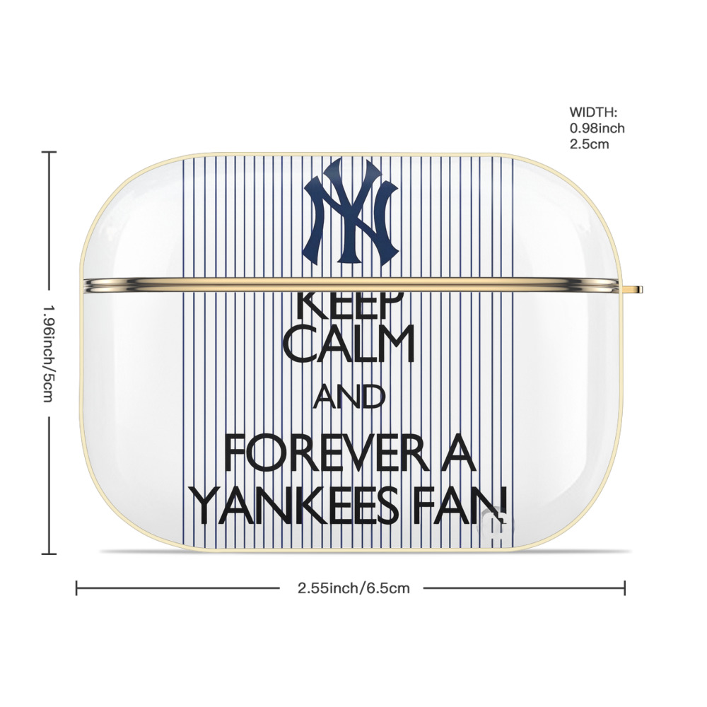 New York Yankees Keep Calm and Forever A Yankees Fan Luxury Gold AirPods Pro Case With Keychain, Flexible PC Material, Full Protection, Precise Cutouts, Anti-Fingerprint, Washable, Durable Design