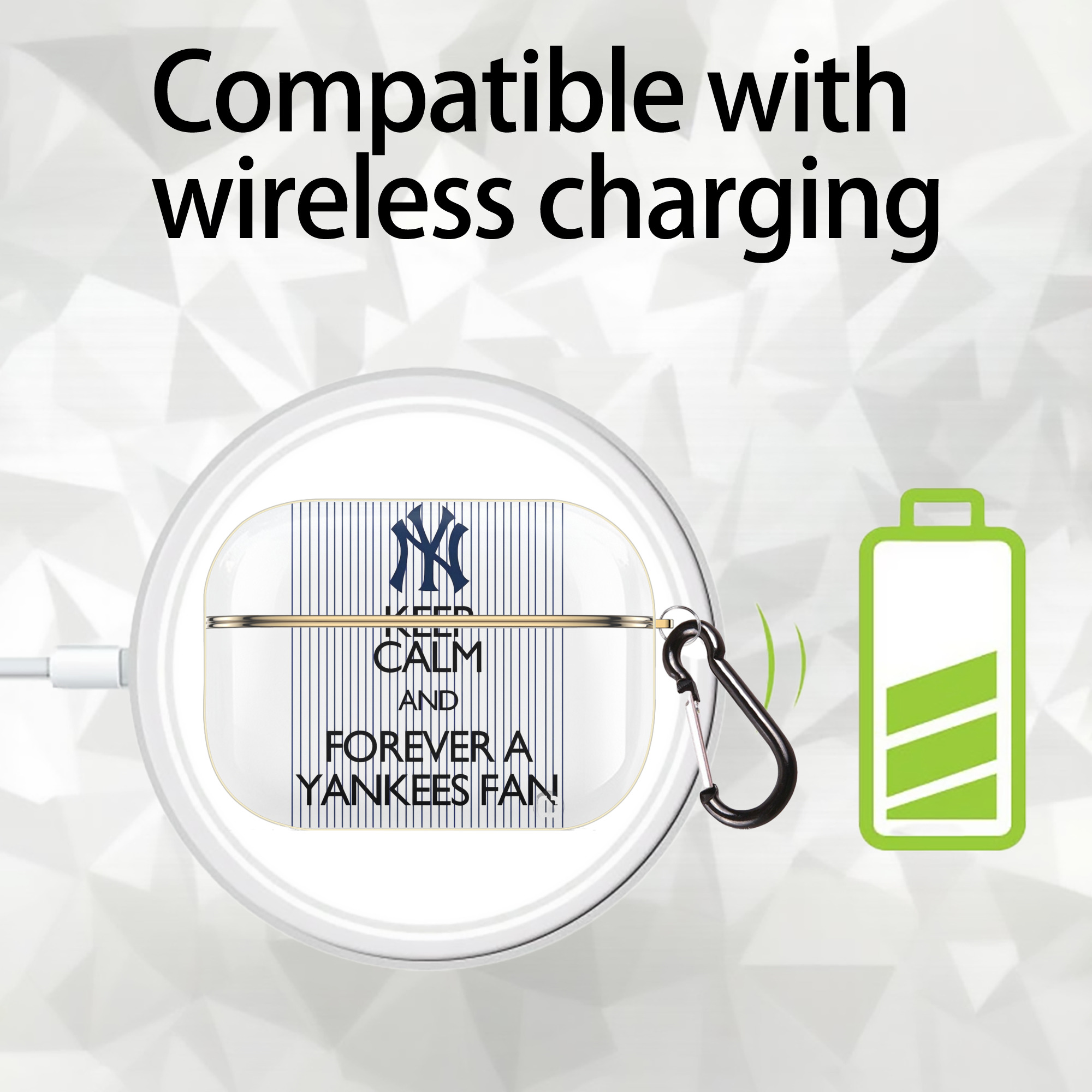 New York Yankees Keep Calm and Forever A Yankees Fan Luxury Gold AirPods Pro Case With Keychain, Flexible PC Material, Full Protection, Precise Cutouts, Anti-Fingerprint, Washable, Durable Design