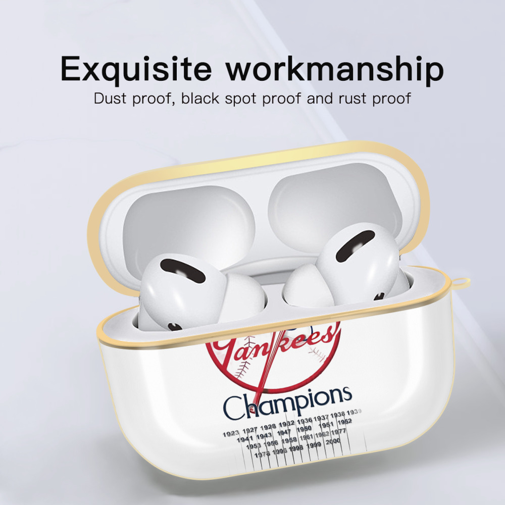 New York Yankees 56 Luxury Gold AirPods Pro Case With Keychain, Flexible PC Material, Full Protection, Precise Cutouts, Anti-Fingerprint, Washable, Durable Design