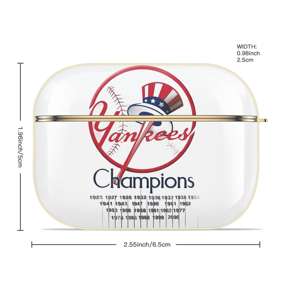 New York Yankees 56 Luxury Gold AirPods Pro Case With Keychain, Flexible PC Material, Full Protection, Precise Cutouts, Anti-Fingerprint, Washable, Durable Design