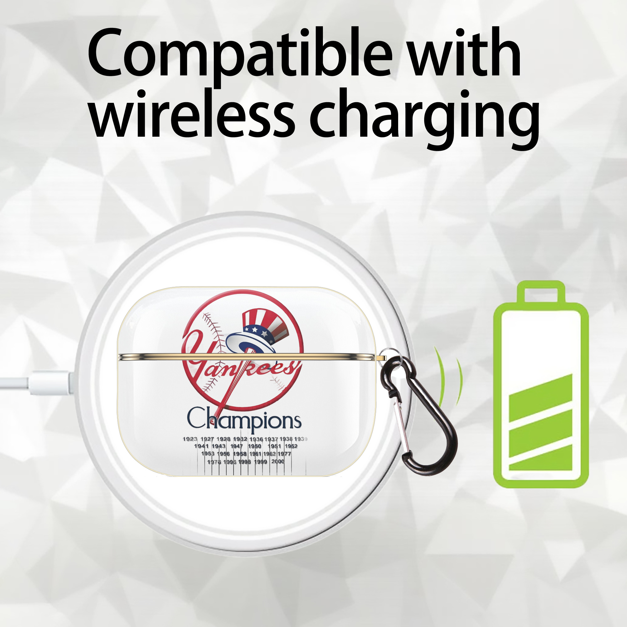 New York Yankees 56 Luxury Gold AirPods Pro Case With Keychain, Flexible PC Material, Full Protection, Precise Cutouts, Anti-Fingerprint, Washable, Durable Design