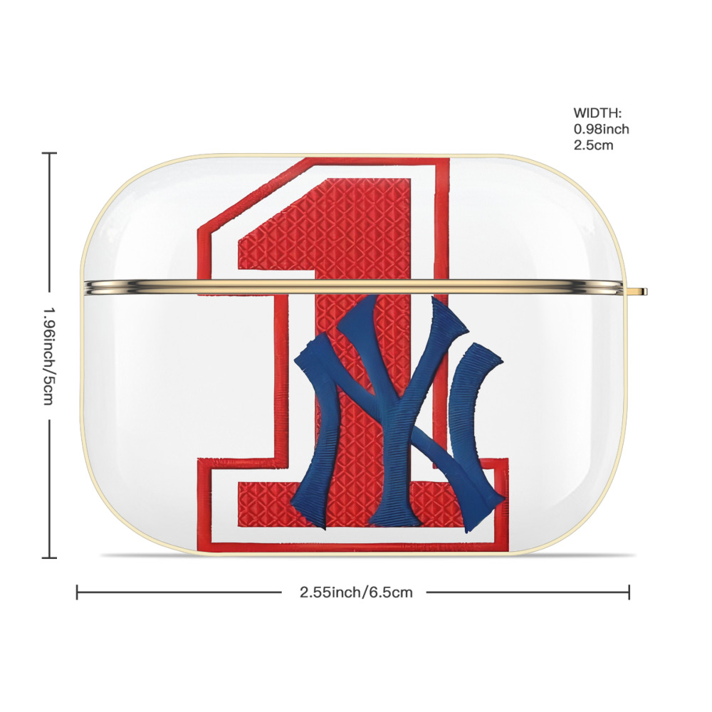 New York Yankees No.1 Fans Luxury Gold AirPods Pro Case With Keychain, Flexible PC Material, Full Protection, Precise Cutouts, Anti-Fingerprint, Washable, Durable Design