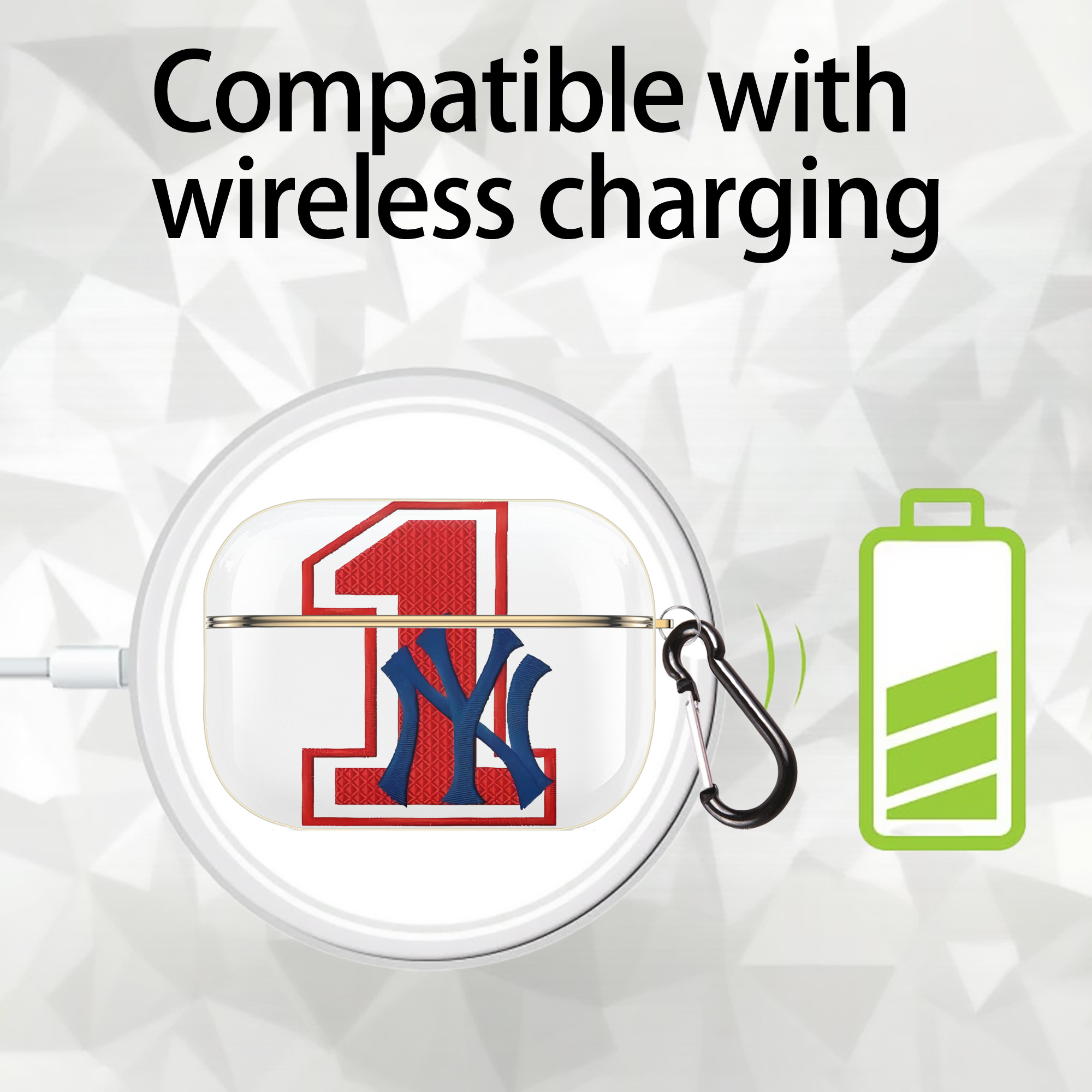 New York Yankees No.1 Fans Luxury Gold AirPods Pro Case With Keychain, Flexible PC Material, Full Protection, Precise Cutouts, Anti-Fingerprint, Washable, Durable Design