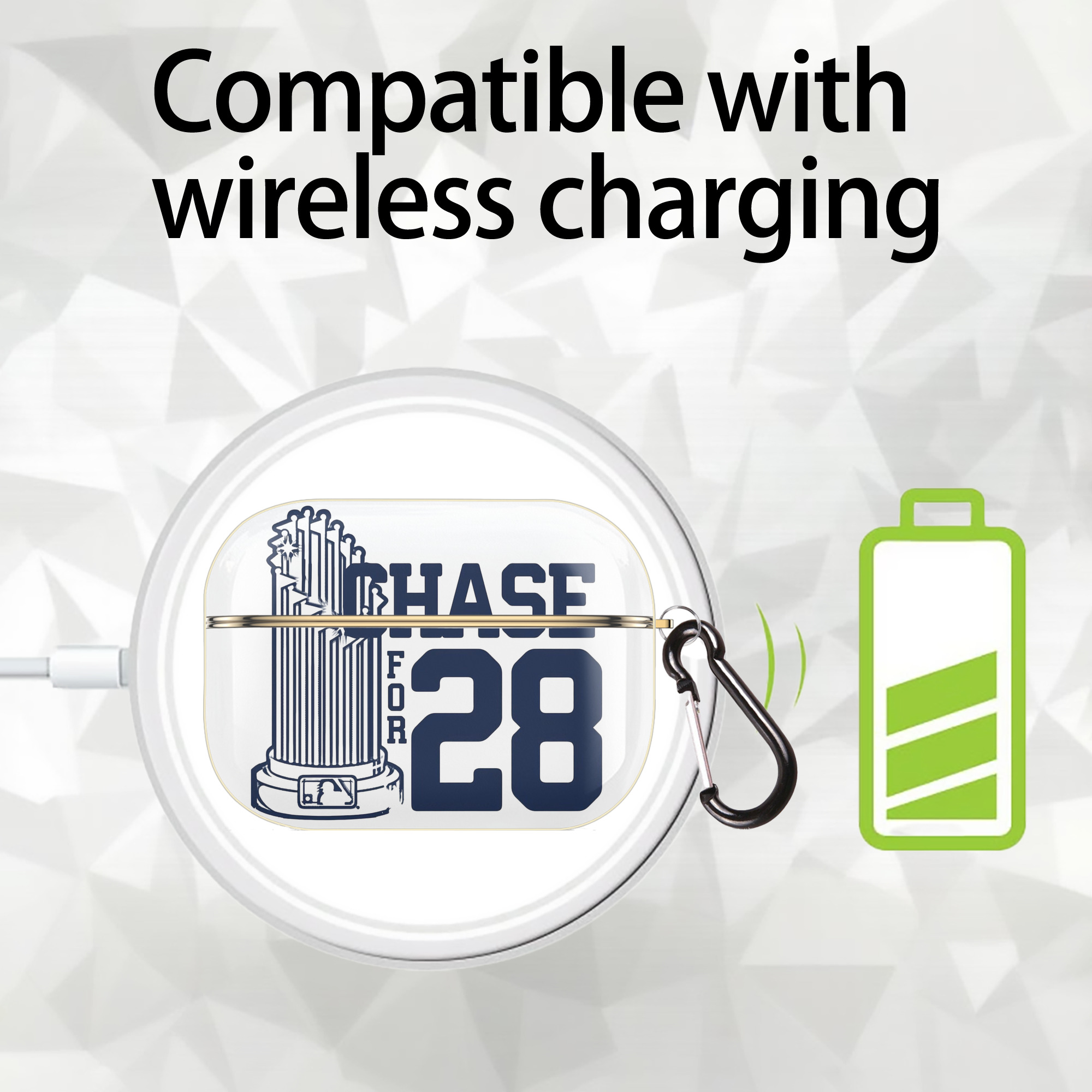 New York Yankees Chase For 28 Luxury Gold AirPods Pro Case With Keychain, Flexible PC Material, Full Protection, Precise Cutouts, Anti-Fingerprint, Washable, Durable Design