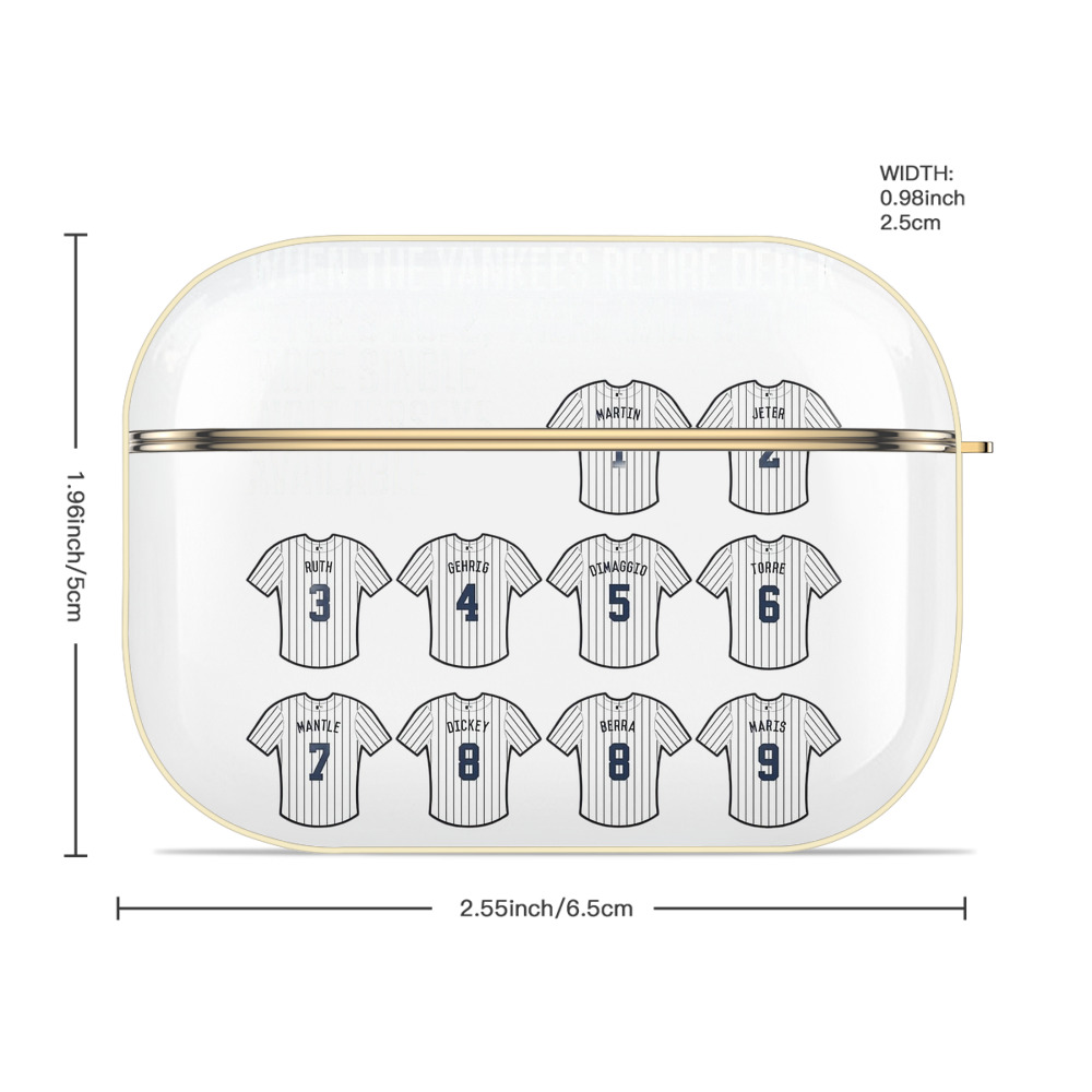 New York Yankees 61 Luxury Gold AirPods Pro Case With Keychain, Flexible PC Material, Full Protection, Precise Cutouts, Anti-Fingerprint, Washable, Durable Design