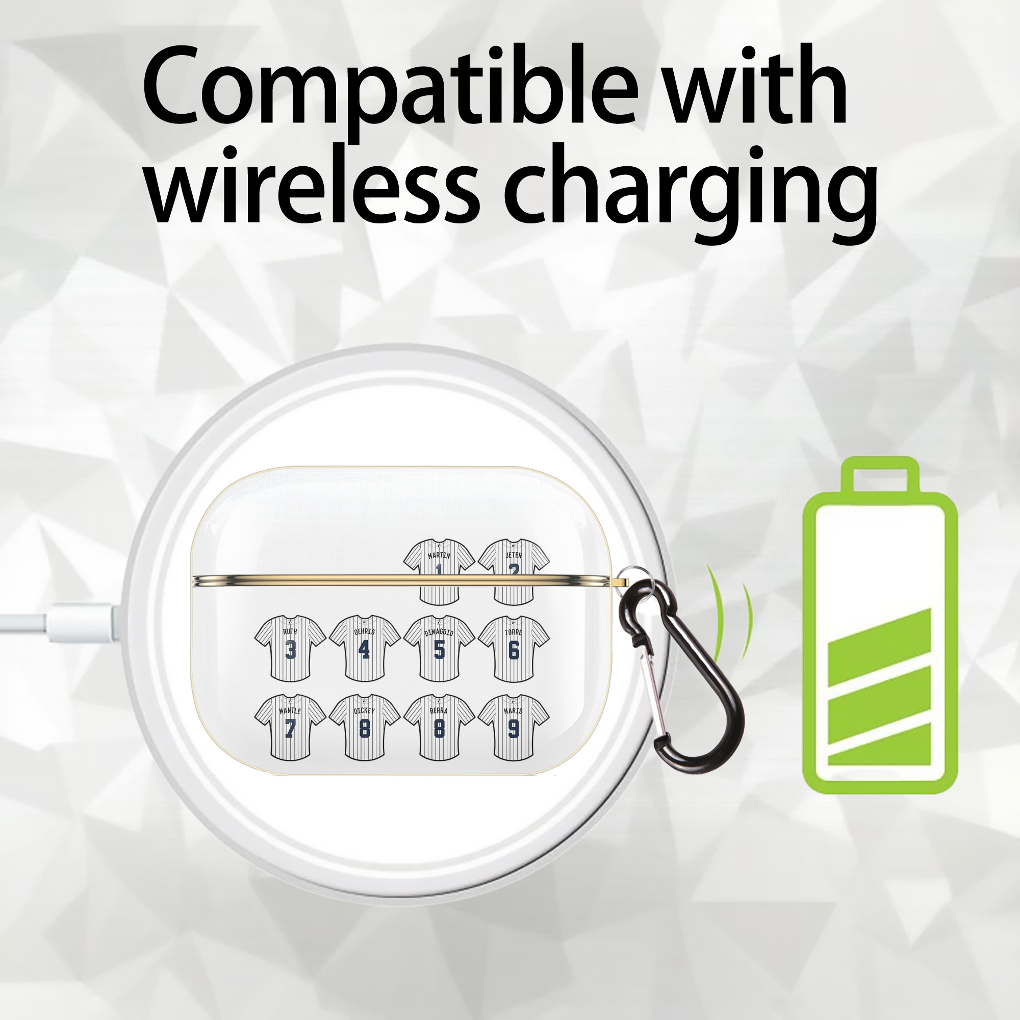 New York Yankees 61 Luxury Gold AirPods Pro Case With Keychain, Flexible PC Material, Full Protection, Precise Cutouts, Anti-Fingerprint, Washable, Durable Design