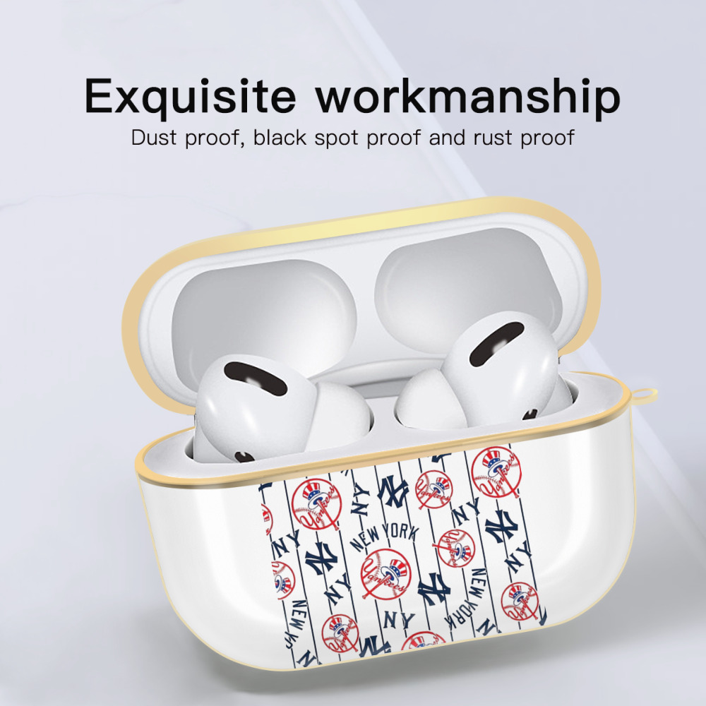 New York Yankees 78 Luxury Gold AirPods Pro Case With Keychain, Flexible PC Material, Full Protection, Precise Cutouts, Anti-Fingerprint, Washable, Durable Design