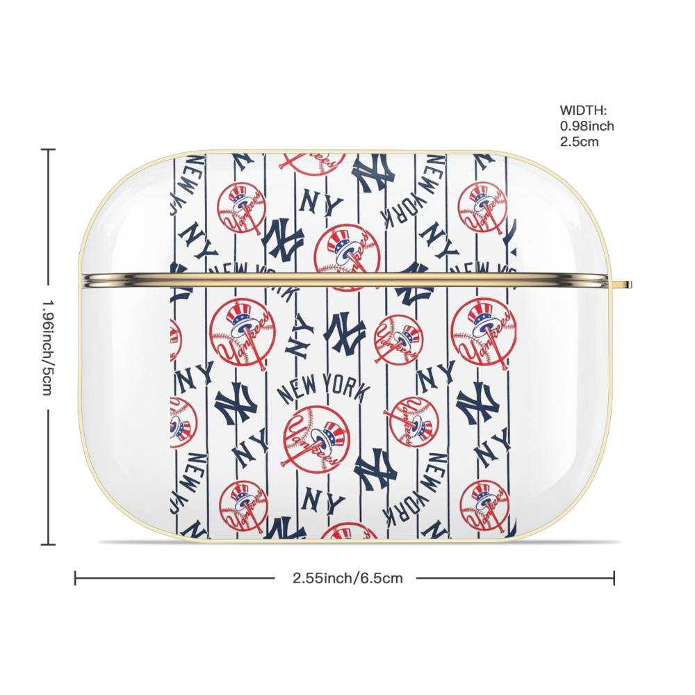 New York Yankees 78 Luxury Gold AirPods Pro Case With Keychain, Flexible PC Material, Full Protection, Precise Cutouts, Anti-Fingerprint, Washable, Durable Design