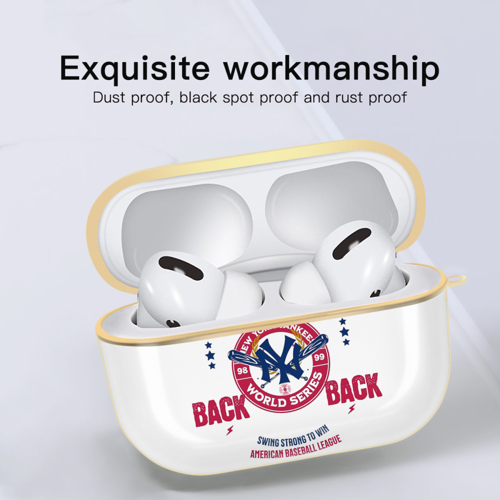 New York Yankees WS Back 2 Back 98-99 Luxury Gold AirPods Pro Case With Keychain, Flexible PC Material, Full Protection, Precise Cutouts, Anti-Fingerprint, Washable, Durable Design