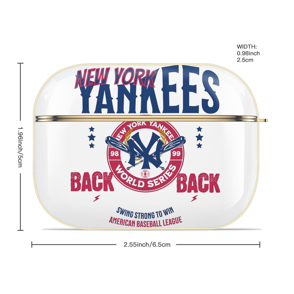 New York Yankees WS Back 2 Back 98-99 Luxury Gold AirPods Pro Case With Keychain, Flexible PC Material, Full Protection, Precise Cutouts, Anti-Fingerprint, Washable, Durable Design