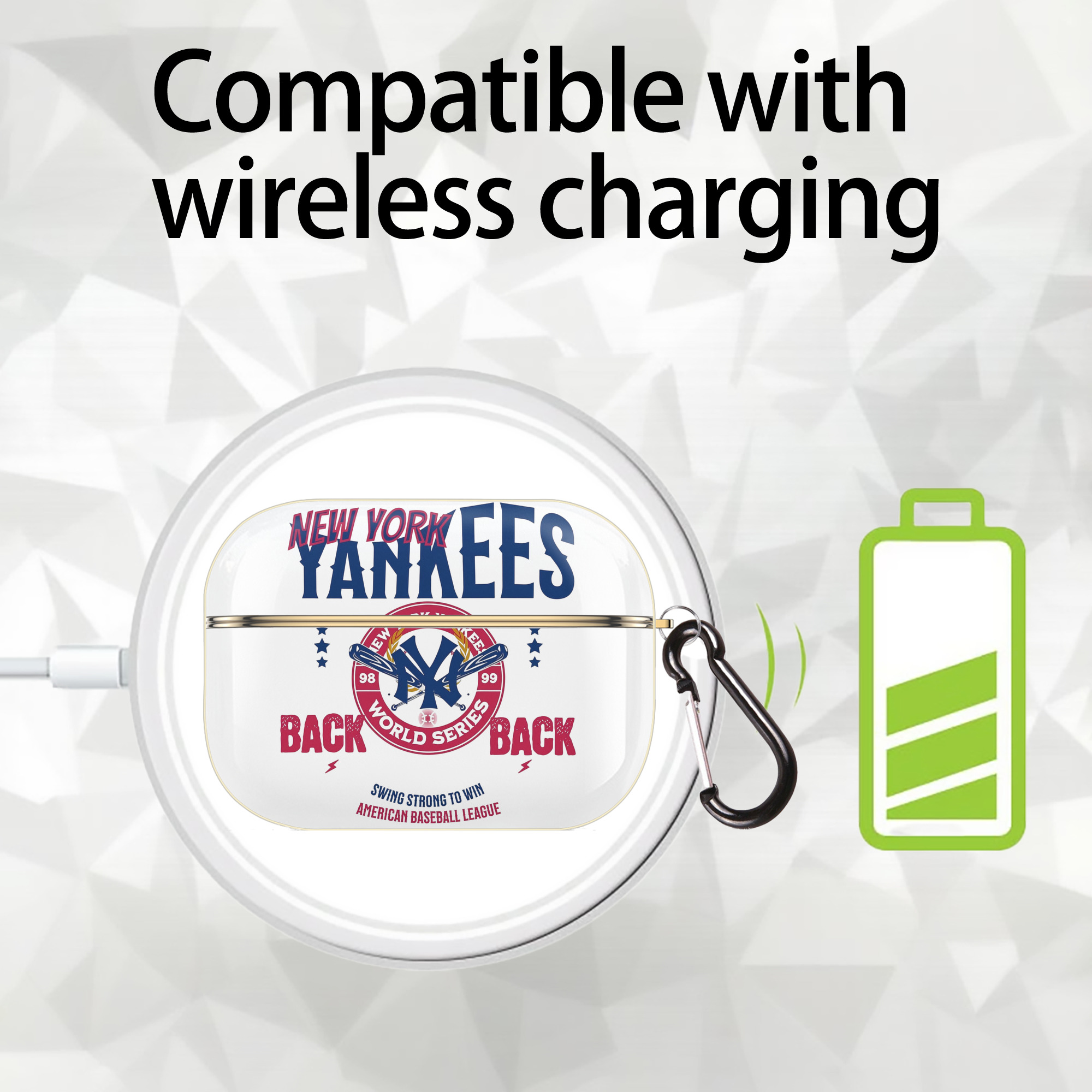 New York Yankees WS Back 2 Back 98-99 Luxury Gold AirPods Pro Case With Keychain, Flexible PC Material, Full Protection, Precise Cutouts, Anti-Fingerprint, Washable, Durable Design